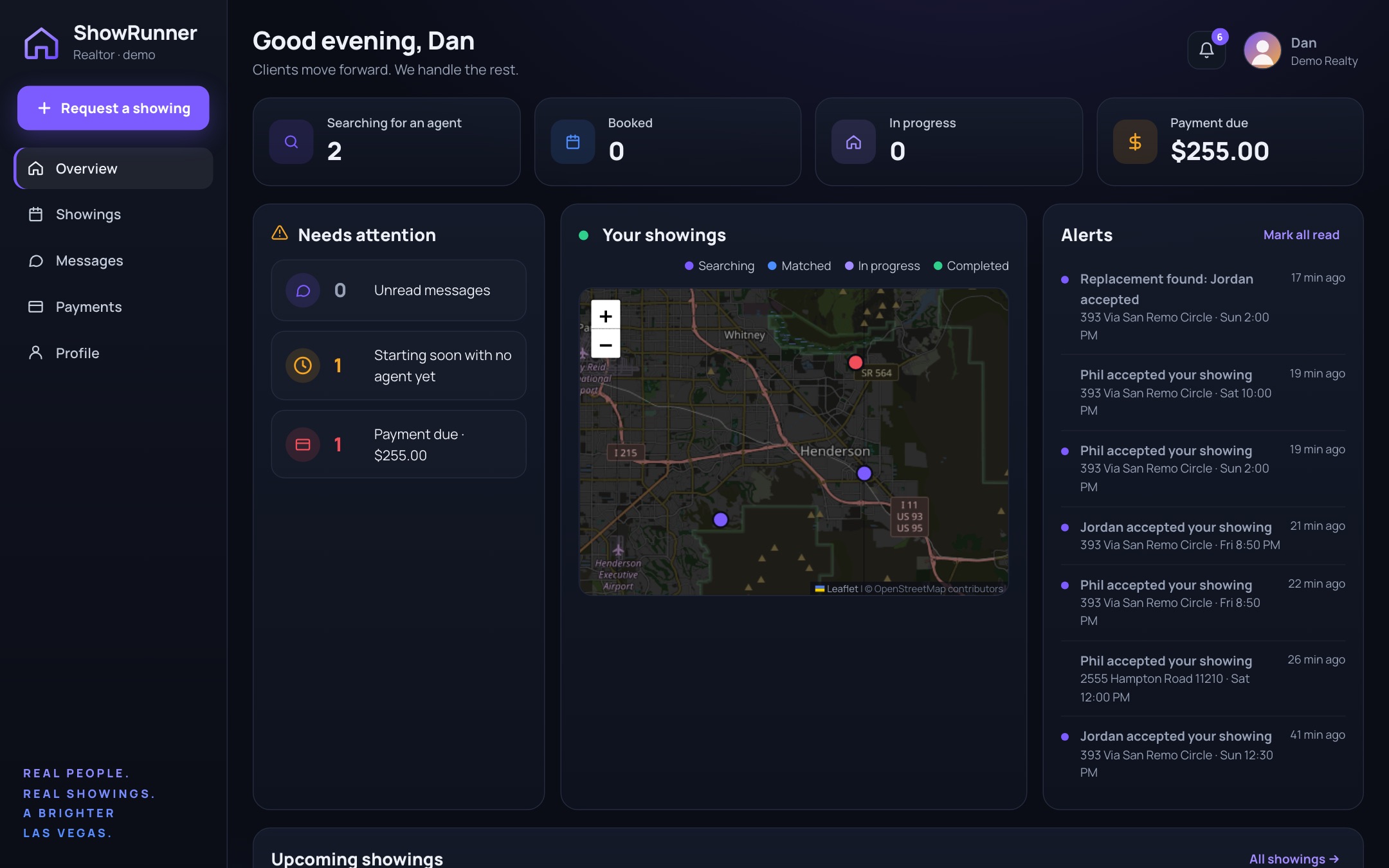 The HomeAXS desktop dashboard for realtors